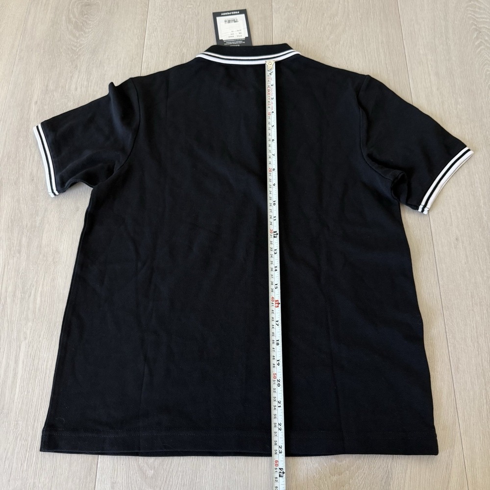 Fred Perry Twin Tipped Black Polo Shirt Women's Size UK 10 US 6 Cotton NEW - Picture 9 of 9